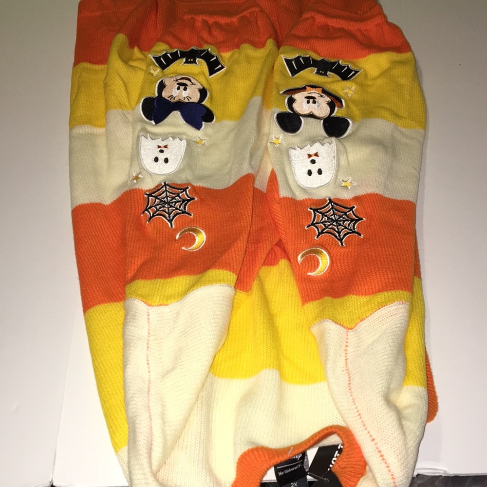 HP🎊🎊🎃Disney Mickey Mouse Halloween Candy Corn Stripe Girls Open Cardigan - Picture 4 of 15